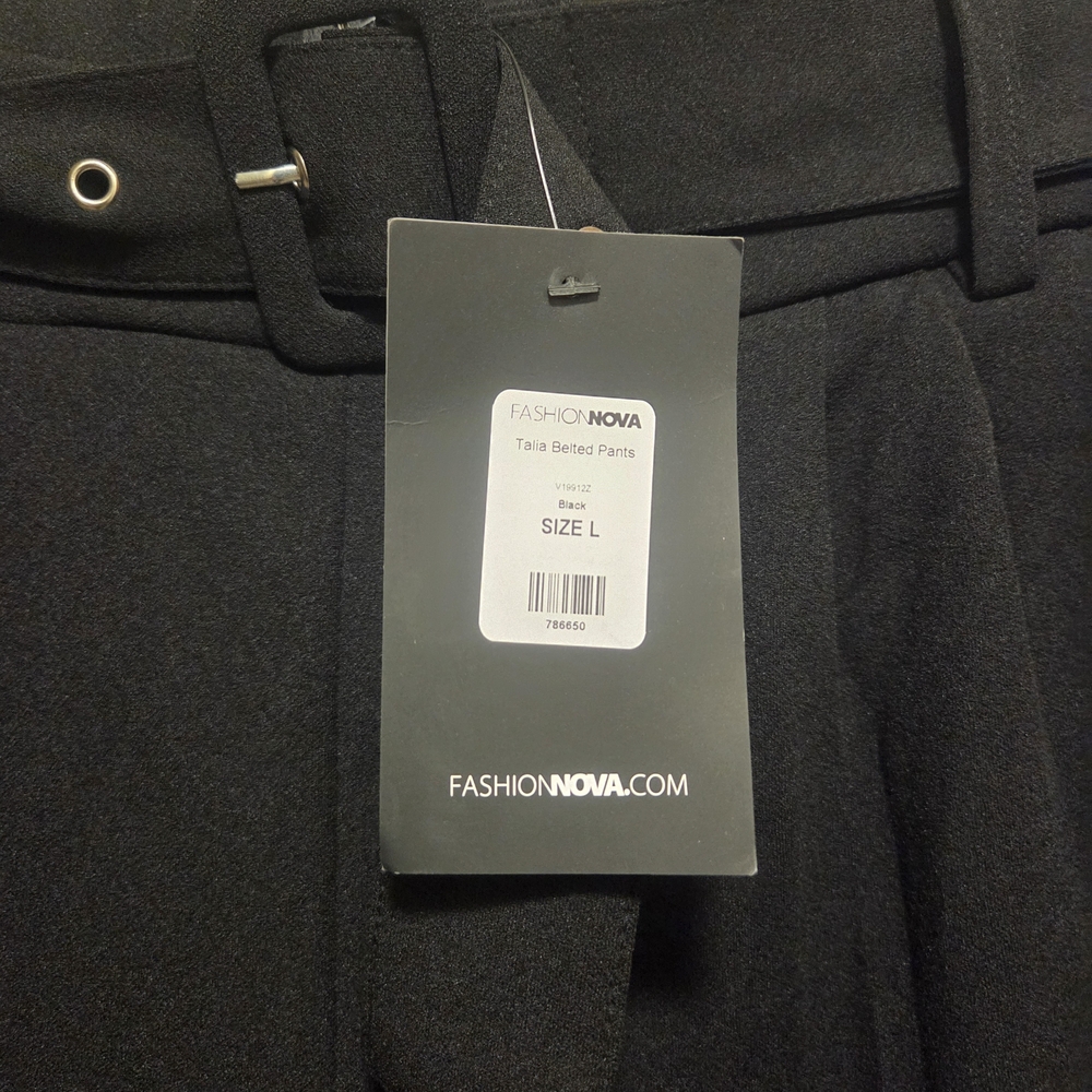 Fashion Nova Black Belted Pants